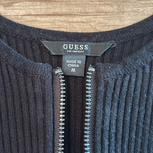 Guess Black Ribbed  zipper Knit sweater - Picture 2 of 4